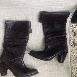 Frye Dorado Slouch Foldover Brown Boots size 6.5